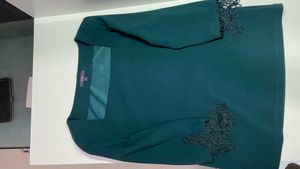 Dark green square neck top