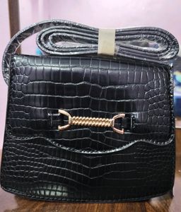 Twenty Dresses Black Structured Sling Bag..