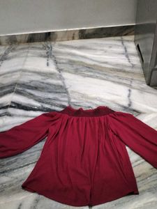 Burgundy Off-Shoulder Top