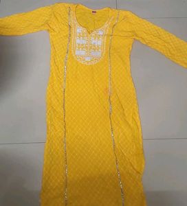 Yellow Embroidered Kurta