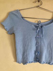Cute Blue Ribbon Top