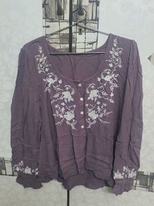 Embroidered Lavender Top
