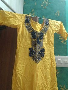 Yellow Embroidered Kurta
