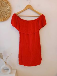 Authentic GUESS Off Shoulder Red Bardot Dress