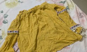 Boho Mustard Off-Shoulder Top