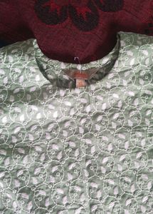 Light pista (Chickenkari) Cotton Kurti ..