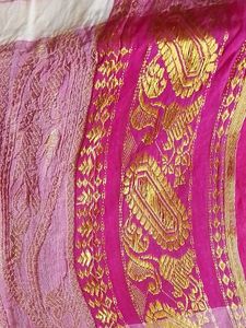 Kolkata Saree With Red And Golden Embroidery