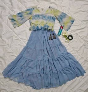 Tie-Dye Top &amp; Tiered Skirt Set