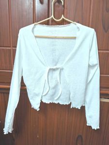 White Tie Front Cardigan
