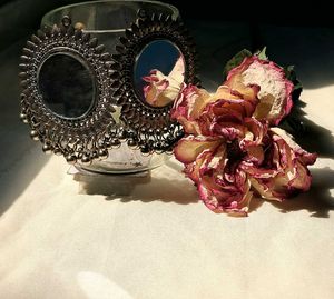 Oxidised Mirror Work Silver Earing