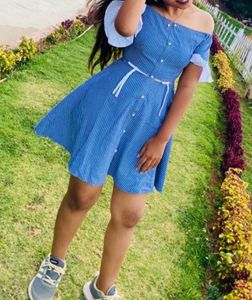 Striped Off-Shoulder Mini Dress