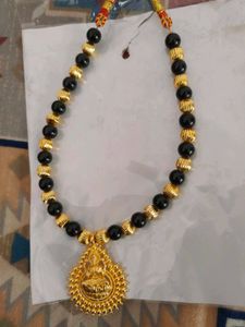 Black &amp; Gold Goddess Pendant Necklace