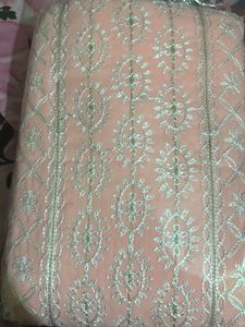 Peach Embroidered Dress Material