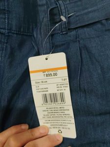 Denim Wide Leg Pants with Tie