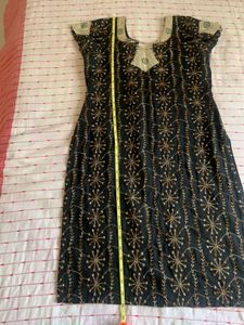 Tailormade Embroidered Black Kurta