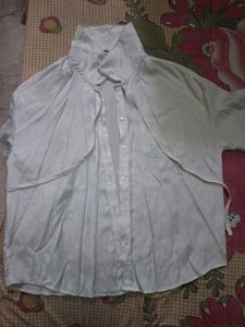 satin White shirt having pearl work on collar