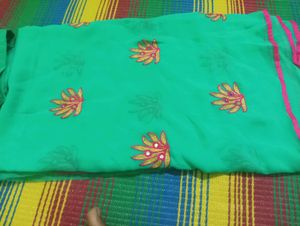 Green Embroidered Saree