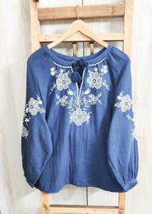Embroidered Blue Tunic Top size-46