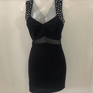Little Navy Blue Dress with Pearl Detail