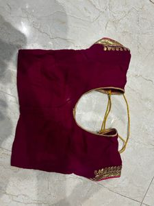 Green and pink Readymade Saree Blouse