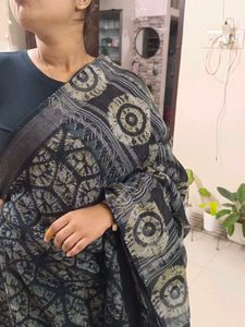 Elegant Black & Grey Sari