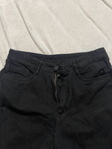 Black Denim Wide Leg Jeans