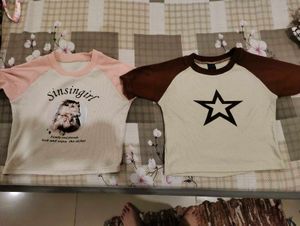 Women&#39;s Crop top Star Graphic and Cap Printed