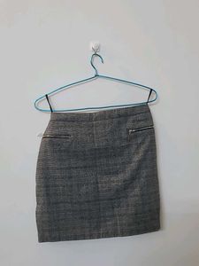Gray Mini Skirt with Zipper Detail