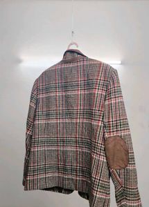 Vintage-Inspired Plaid Blazer with Elbow Patch