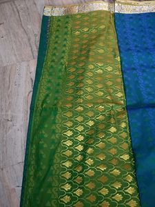 Green &amp; Gold Ethnic Saree