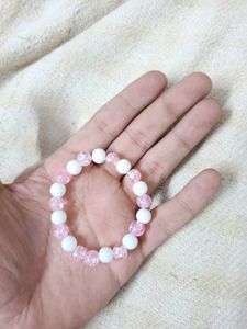 Pink &amp; White Beaded Bracelet