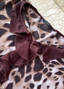 Leopard Print Ruffle Blouse
