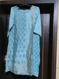 Light Blue Embroidered Kurti
