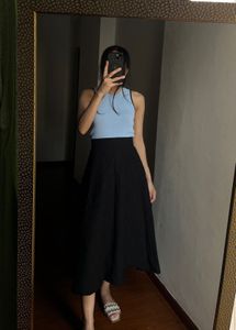 Black Jacquard A-Line MIDI Skirt