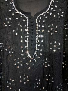 Mesh Black Long Kurti.