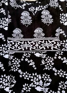 Black &amp; White Floral Kurta