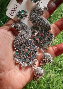 Oxidized Silver Plated Peacock Earrings🦚