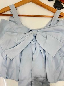 Powder Blue Korean Bow Top