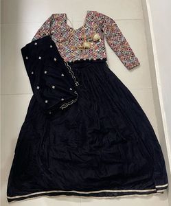 Elegant Black Velvet Embroidered Dress