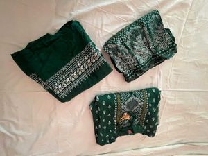 Women Green Kurti Pant With Dupatta