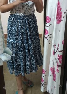 Beautiful Blue Printed Ruffled Skirt 💙- New