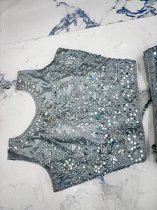 Elegant Gray Embellished Lehenga Choli