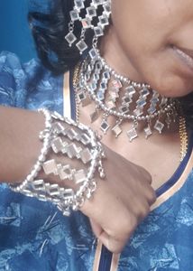 Mirror Work Jewellery Set With Bangle