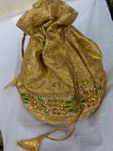 Golden Colour Potli Bags For Indian Traditional