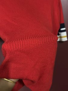 Red Striped Sleeve Knit Top