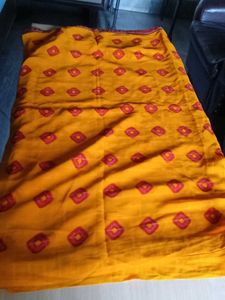 Mustard Yellow Chiffon Saree With Blouse