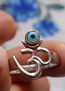 Evil Eye Om pure 925 silver ring