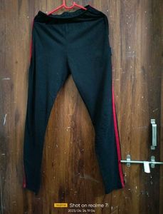 Black Track Pants with Red Stripe