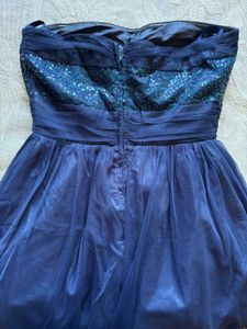 Stunning Navy Blue Sequin Strapless Cocktail Dress