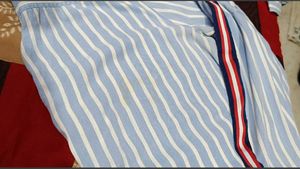Branded Loose Fit Button Down - Blue Stripe Shirt